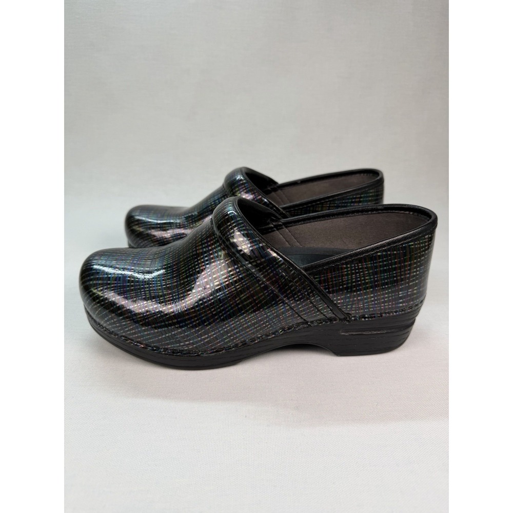 Dansko XP Clogs 39 US 8.5-9 Colorful Lines Stripe Patent Leather Comfort Nursing